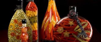 Декоративные бутылки с овощами