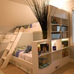 Bunk bed with lighting and built-in drawers