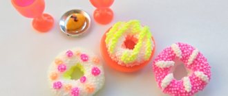 Food for Barbie dolls made of plasticine: donuts