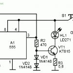 Schematic diagram of an IR transmitter for remote control of a TV